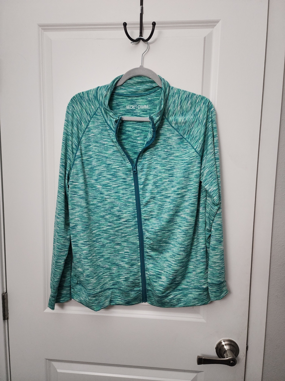 5/$30 Secret Charm Teal Space-Dye Full-Zip Jacket